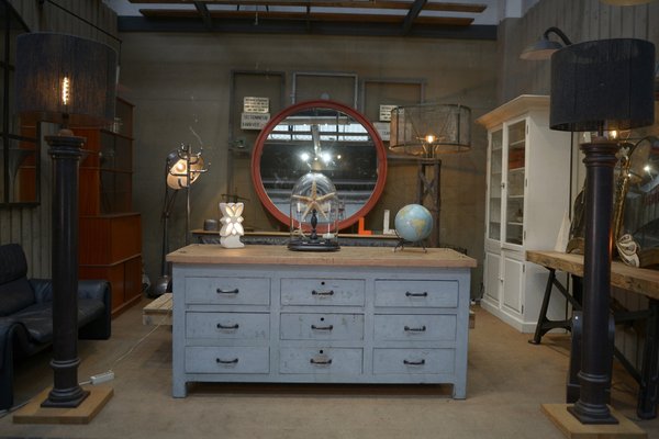 Buffet with 9 Gray Patinated Drawers, 1950s-NEN-2043277