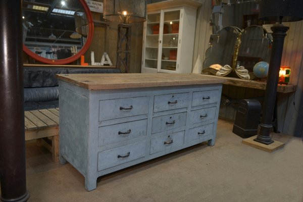 Buffet with 9 Gray Patinated Drawers, 1950s-NEN-2043277