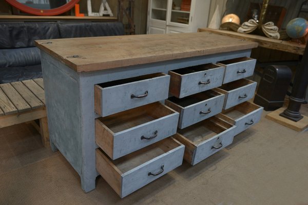 Buffet with 9 Gray Patinated Drawers, 1950s-NEN-2043277