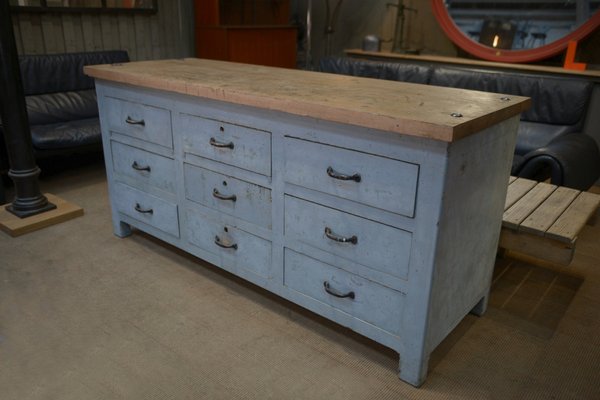 Buffet with 9 Gray Patinated Drawers, 1950s-NEN-2043277