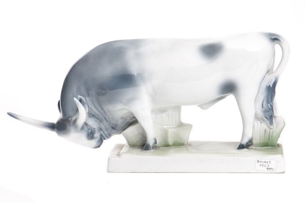 Bull by Zsolnay Porcelain, 20th-Century-FSD-885750