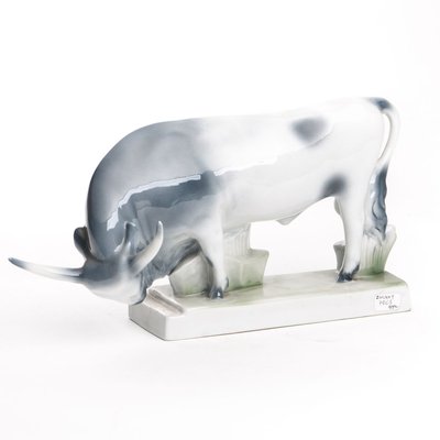 Bull by Zsolnay Porcelain, 20th-Century-FSD-885750