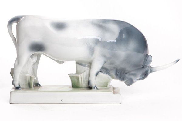 Bull by Zsolnay Porcelain, 20th-Century-FSD-885750