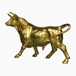 Bull Figure in 24 Karat Gilt, 2000s-QAI-1778500