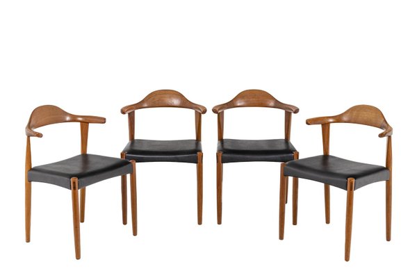 Bull Horn Teak Chairs by Harry Østergaard, 1950s, Set of 4-CEJ-992067