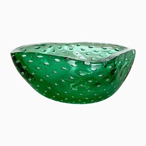 Bullicante Murano Glass Shell Ashtray in Green, Italy, 1970s-QZ-1149905