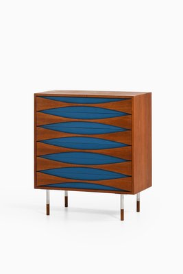 Bureau in Teak, Steel and Blue Lacquered by Arne Vodder, 1950s-SC-2032651