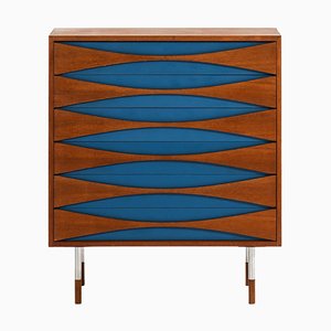 Bureau in Teak, Steel and Blue Lacquered by Arne Vodder, 1950s-SC-2032651