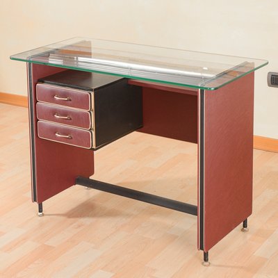 Burgundy Desk by Umberto Mascagni, 1950s-RAQ-2033411