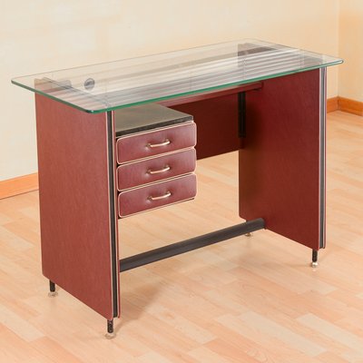 Burgundy Desk by Umberto Mascagni, 1950s-RAQ-2033411