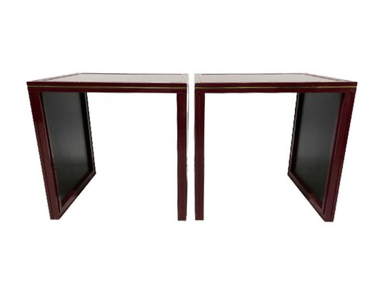 Burgundy Lacquered Tables by Pierre Vandel, Paris, Set of 2-UCH-1224174