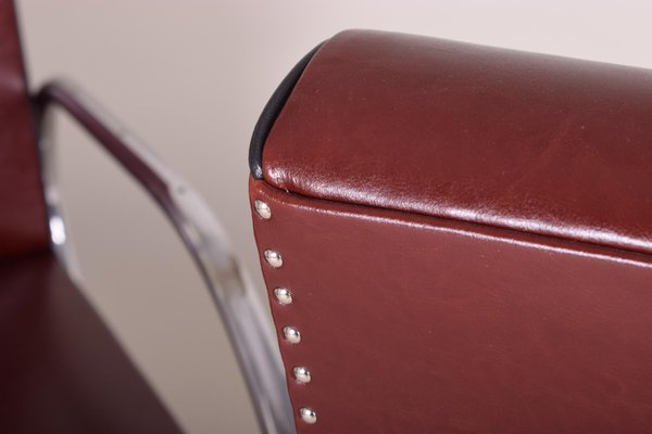 Burgundy Tubular Armchair, 1930s-WHY-1005749