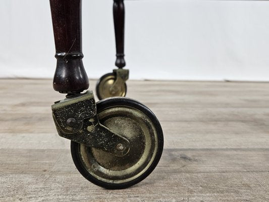 Burl Bar Trolley with Brass Profiles and Two Glass Shelves, Italy, 1950s-ZUW-1804111