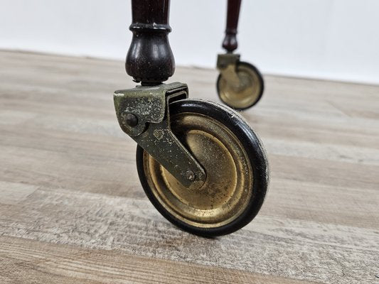 Burl Bar Trolley with Brass Profiles and Two Glass Shelves, Italy, 1950s-ZUW-1804111