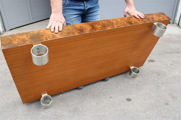 Burl Walnut and Satin Metal Coffee Table Attributed to Paul Evans, 1970s-EH-675740