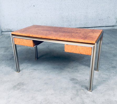 Burl Wood Desk in Style of Milo Baughman, 1970s-RQV-1016298