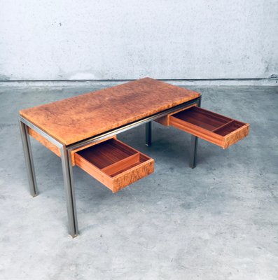 Burl Wood Desk in Style of Milo Baughman, 1970s-RQV-1016298