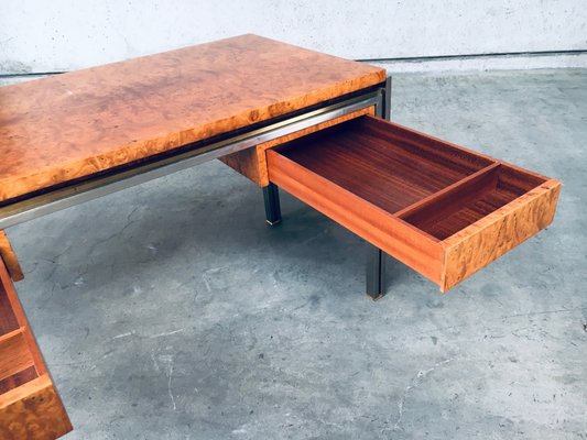 Burl Wood Desk in Style of Milo Baughman, 1970s-RQV-1016298