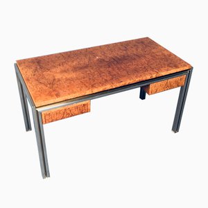 Burl Wood Desk in Style of Milo Baughman, 1970s-RQV-1016298