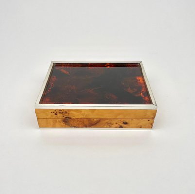 Burl Wood & Tortoiseshell Effect Acrylic Box, Italy, 1970s-LYQ-1171443