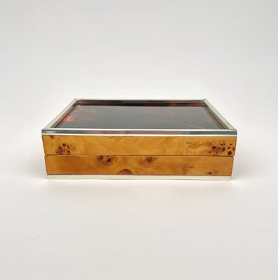 Burl Wood & Tortoiseshell Effect Acrylic Box, Italy, 1970s-LYQ-1171443