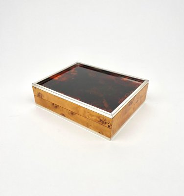 Burl Wood & Tortoiseshell Effect Acrylic Box, Italy, 1970s-LYQ-1171443