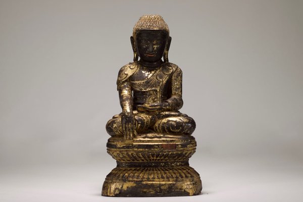 Burmese Artist, Shakyamuni Shan Buddha, Gilded Wood, 1800s-OWS-1728875