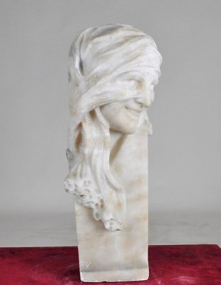 Bust in Alabaster, Veiled Woman with Eyes, 1900s-SYQ-821845