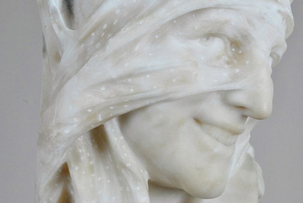 Bust in Alabaster, Veiled Woman with Eyes, 1900s-SYQ-821845