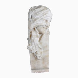 Bust in Alabaster, Veiled Woman with Eyes, 1900s-SYQ-821845