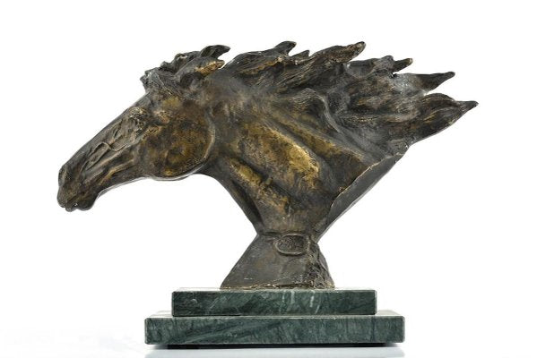 Bust of a Horse - Original Bronze Sculpture by D. Mazzone - 1990s 1990s-ZCI-756406