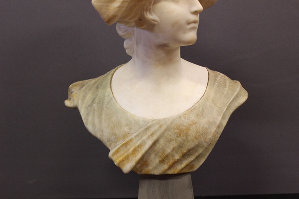 Bust of a Young Girl, 1900, Two-Tone Alabaster-BCR-1716345