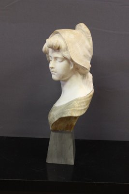 Bust of a Young Girl, 1900, Two-Tone Alabaster-BCR-1716345