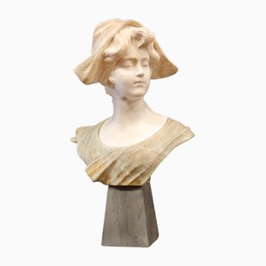 Bust of a Young Girl, 1900, Two-Tone Alabaster-BCR-1716345