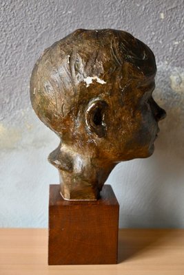 Bust of a Young Man in Plaster with Bronze Patina, France, 1926-AIU-2028142