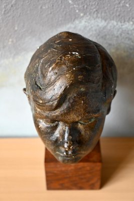 Bust of a Young Man in Plaster with Bronze Patina, France, 1926-AIU-2028142