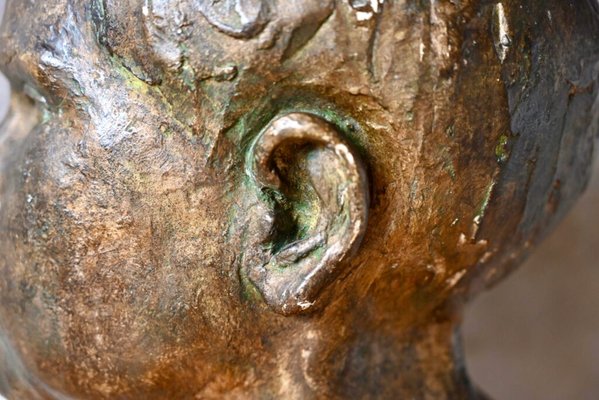 Bust of a Young Man in Plaster with Bronze Patina, France, 1926-AIU-2028142