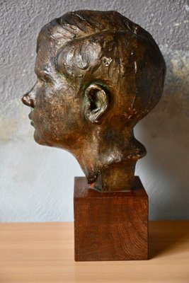 Bust of a Young Man in Plaster with Bronze Patina, France, 1926-AIU-2028142