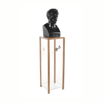 Bust of Napoleon III on Wooden Seat and Glass-NQ-1250651