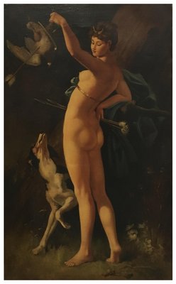 C.A.Coessin De La Foss, Diana the Huntress, Oil on Canvas, Framed-YUW-1314798