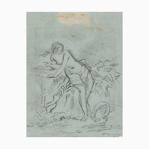 C. Jacque, Awakening Venus, Female Nude, 19th-Century, Pencil-OJR-1273495