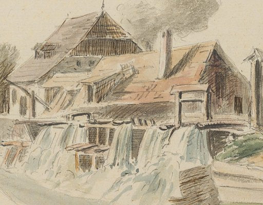 C. Nathe, View of a Mill, 19th-century, Pencil-OJR-1273420