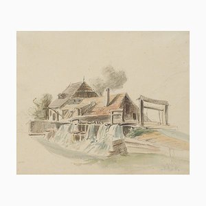 C. Nathe, View of a Mill, 19th-century, Pencil-OJR-1273420