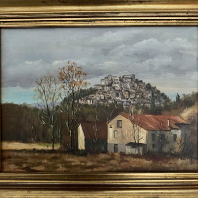 C. Theron, Cordes-Sur-Ciel Tarn, 1991, Oil on Canvas-QKG-2031867