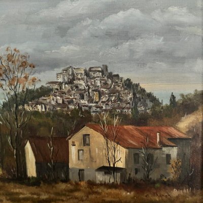 C. Theron, Cordes-Sur-Ciel Tarn, 1991, Oil on Canvas-QKG-2031867