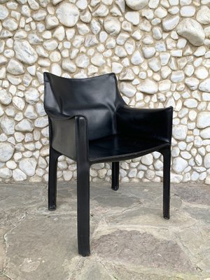 CAB 414 Armchair in Black Leather by Mario Bellini for Cassina, 1980s-ZM-1277909