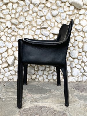 CAB 414 Armchair in Black Leather by Mario Bellini for Cassina, 1980s-ZM-1277909