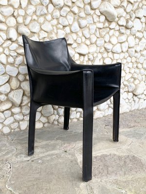 CAB 414 Armchair in Black Leather by Mario Bellini for Cassina, 1980s-ZM-1277909