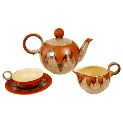 Cabana Style Ceramic Tea Set, Czechoslovakia, 1930s, Set of 15-BAF-763488