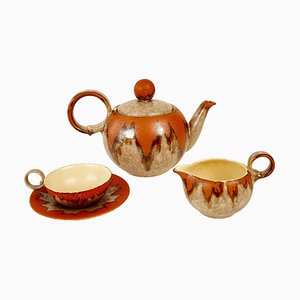 Cabana Style Ceramic Tea Set, Czechoslovakia, 1930s, Set of 15-BAF-763488